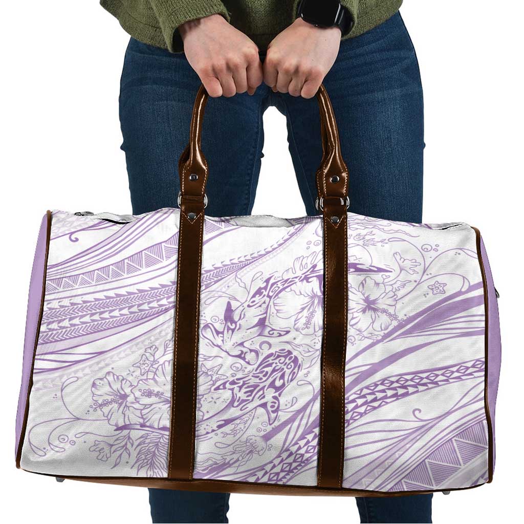 Sharks Couple Dreamy Polynesians Floral Sea Travel Bag Lilac - Polynesian Pride