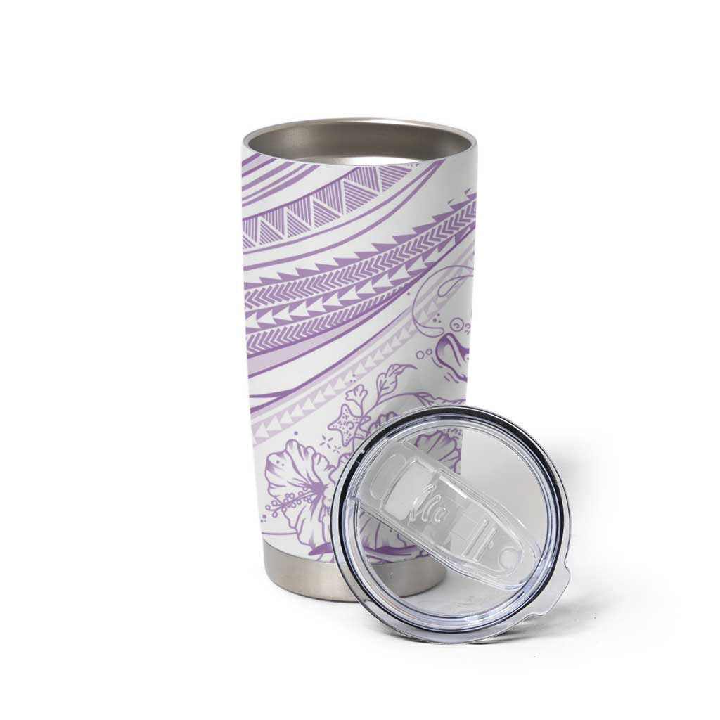 Sharks Couple Dreamy Polynesians Floral Sea Tumbler Cup Lilac - Polynesian Pride