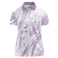 Sharks Couple Dreamy Polynesians Floral Sea Women Polo Shirt Lilac LT7 Female Lilac - Polynesian Pride
