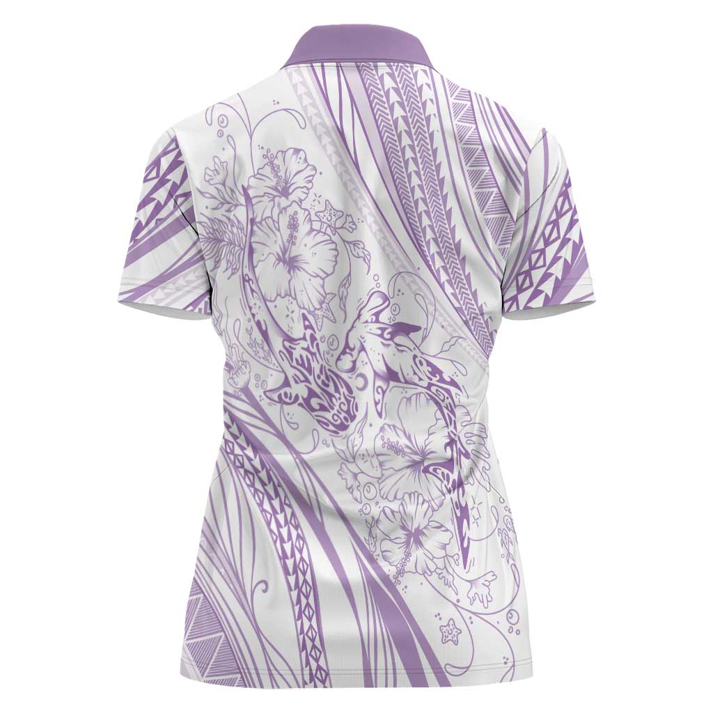 Sharks Couple Dreamy Polynesians Floral Sea Women Polo Shirt Lilac LT7 - Polynesian Pride