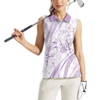 Sharks Couple Dreamy Polynesians Floral Sea Women Sleeveless Polo Shirt Lilac LT7 - Polynesian Pride