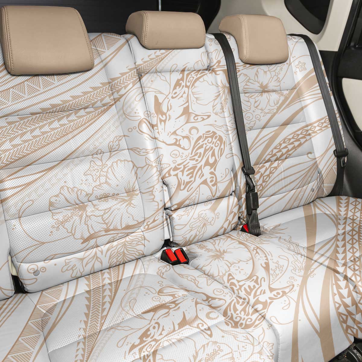 Sharks Couple Dreamy Polynesians Floral Sea Back Car Seat Cover Hazel - Polynesian Pride