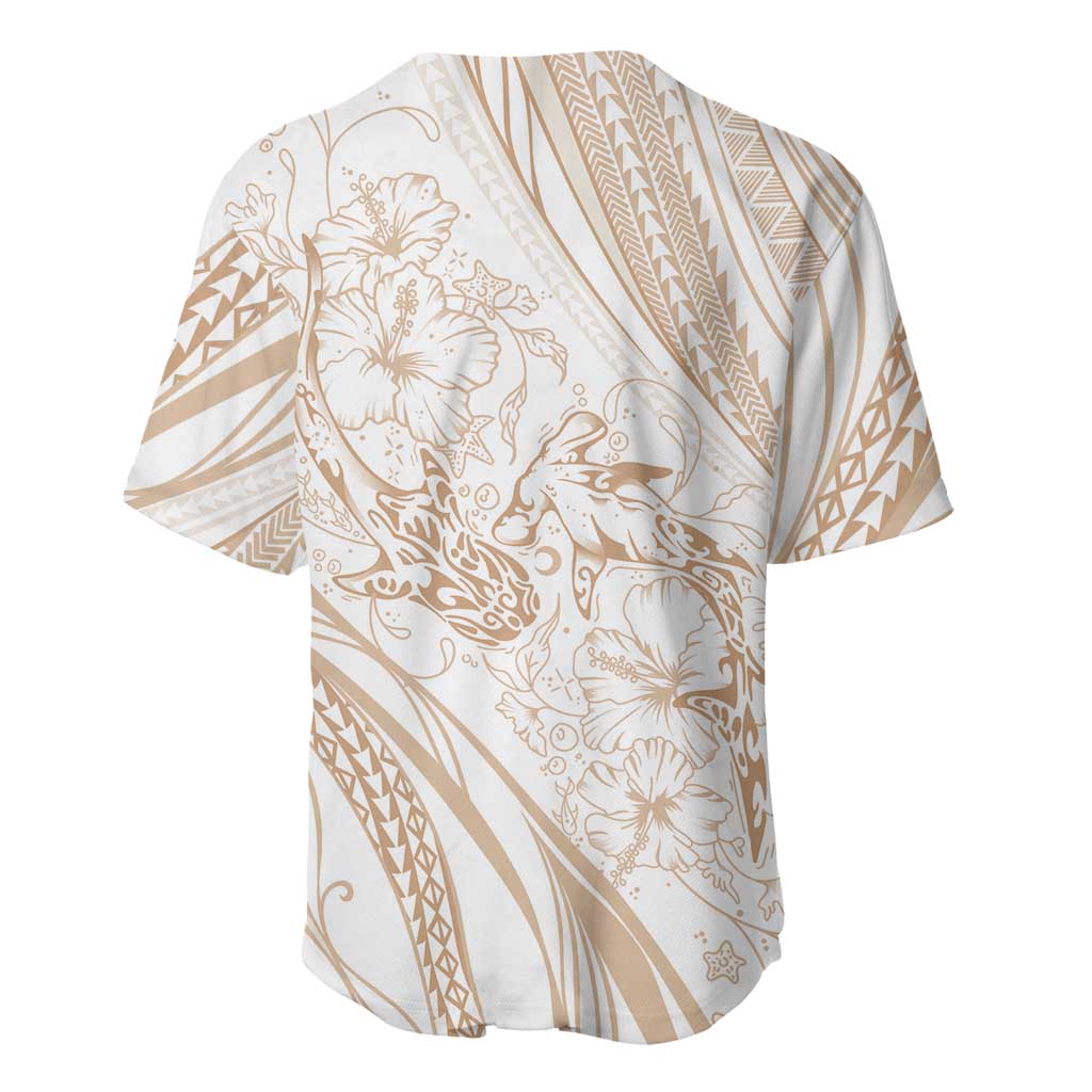 Sharks Couple Dreamy Polynesians Floral Sea Baseball Jersey Hazel - Polynesian Pride
