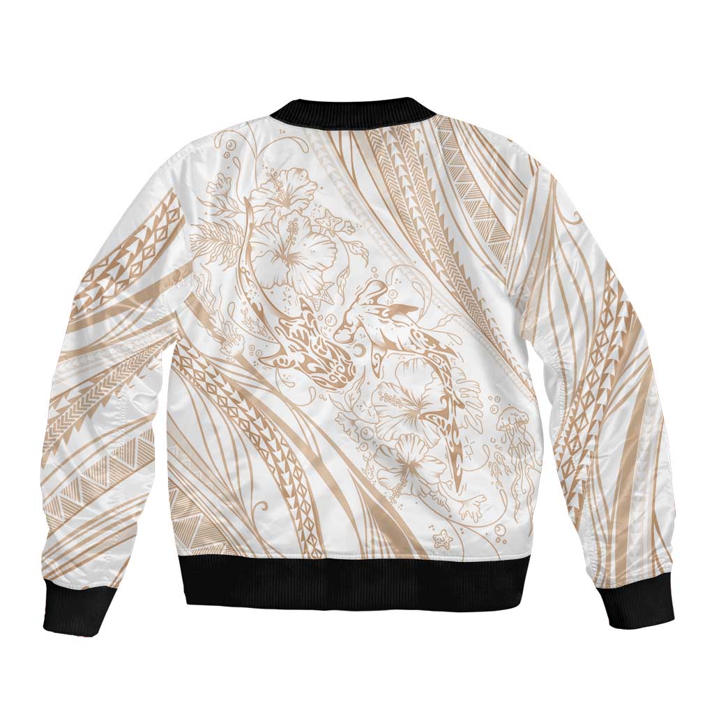 Sharks Couple Dreamy Polynesians Floral Sea Bomber Jacket Hazel - Polynesian Pride