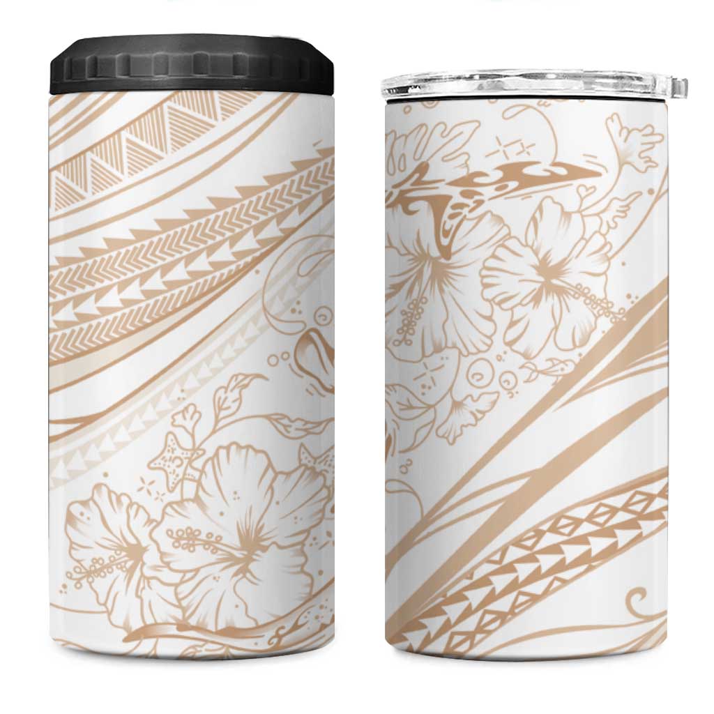 Sharks Couple Dreamy Polynesians Floral Sea 4 in 1 Can Cooler Tumbler Hazel LT7 One Size: 16 oz Hazel - Polynesian Pride