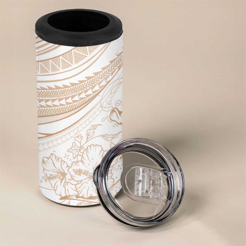 Sharks Couple Dreamy Polynesians Floral Sea 4 in 1 Can Cooler Tumbler Hazel LT7 - Polynesian Pride