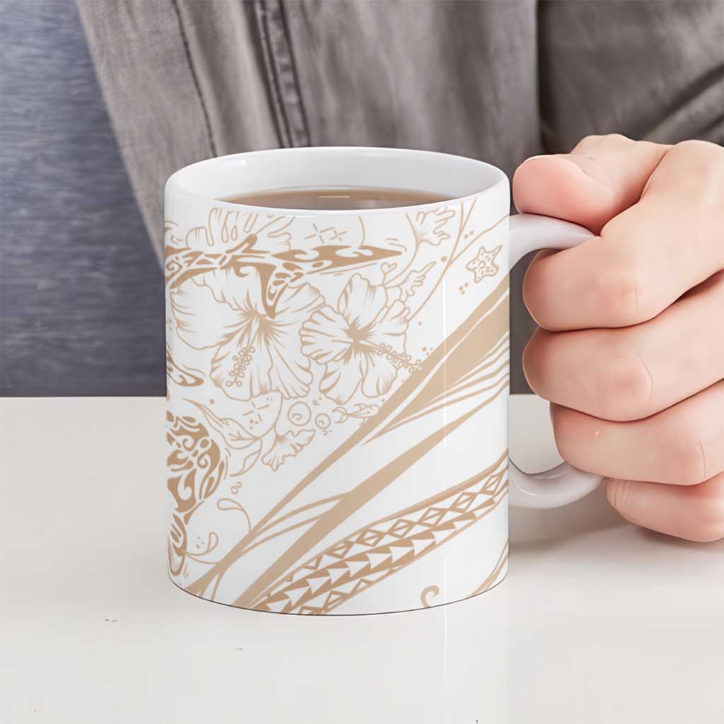 Sharks Couple Dreamy Polynesians Floral Sea Ceramic Mug Hazel - Polynesian Pride