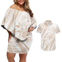Sharks Couple Dreamy Polynesians Floral Sea Couples Matching Off Shoulder Short Dress and Hawaiian Shirt Hazel LT7 Hazel - Polynesian Pride