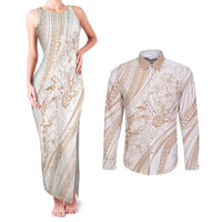 Sharks Couple Dreamy Polynesians Floral Sea Couples Matching Tank Maxi Dress and Long Sleeve Button Shirt Hazel LT7 Hazel - Polynesian Pride