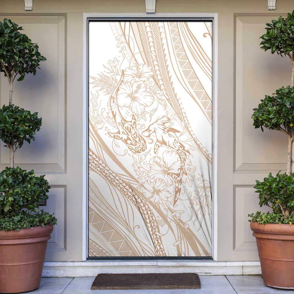 Sharks Couple Dreamy Polynesians Floral Sea Door Cover Hazel LT7 Hazel - Polynesian Pride