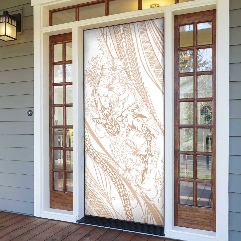 Sharks Couple Dreamy Polynesians Floral Sea Door Cover Hazel LT7 - Polynesian Pride