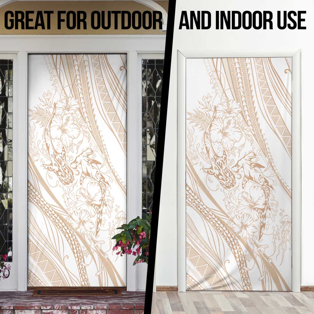 Sharks Couple Dreamy Polynesians Floral Sea Door Cover Hazel LT7 - Polynesian Pride