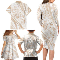 Sharks Couple Dreamy Polynesians Floral Sea Family Matching Long Sleeve Bodycon Dress and Hawaiian Shirt Hazel LT7 - Polynesian Pride