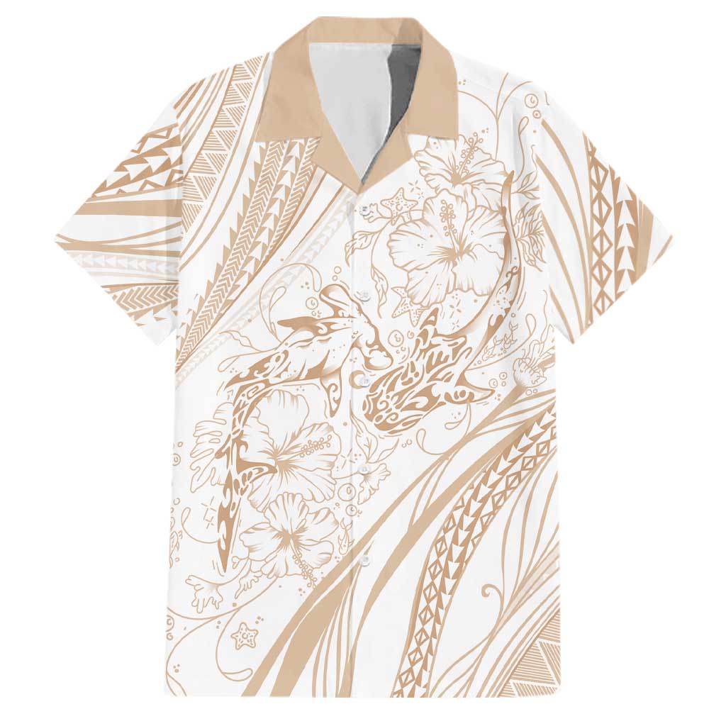 Sharks Couple Dreamy Polynesians Floral Sea Family Matching Off The Shoulder Long Sleeve Dress and Hawaiian Shirt Hazel LT7 Dad's Shirt - Short Sleeve Hazel - Polynesian Pride