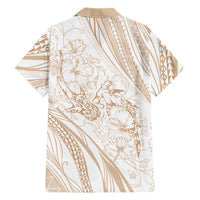 Sharks Couple Dreamy Polynesians Floral Sea Family Matching Off The Shoulder Long Sleeve Dress and Hawaiian Shirt Hazel LT7 - Polynesian Pride