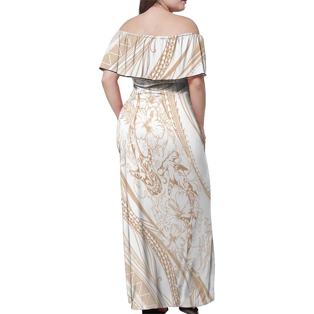 Sharks Couple Dreamy Polynesians Floral Sea Family Matching Off Shoulder Maxi Dress and Hawaiian Shirt Hazel LT7 - Polynesian Pride