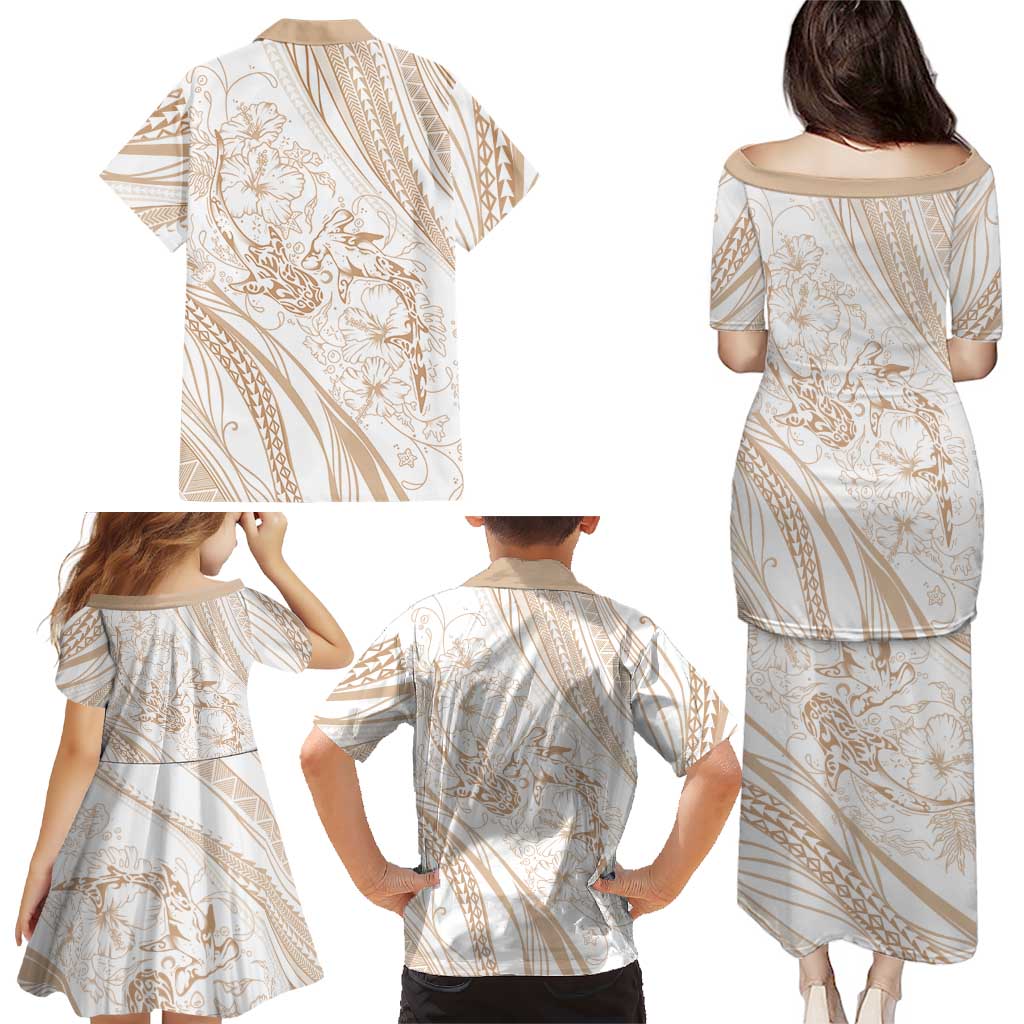 Sharks Couple Dreamy Polynesians Floral Sea Family Matching Puletasi and Hawaiian Shirt Hazel LT7 - Polynesian Pride