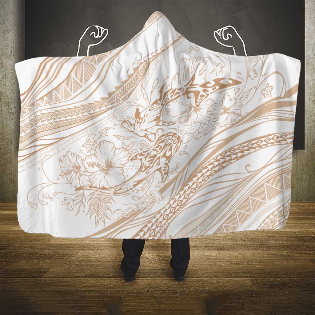 Sharks Couple Dreamy Polynesians Floral Sea Hooded Blanket Hazel - Polynesian Pride