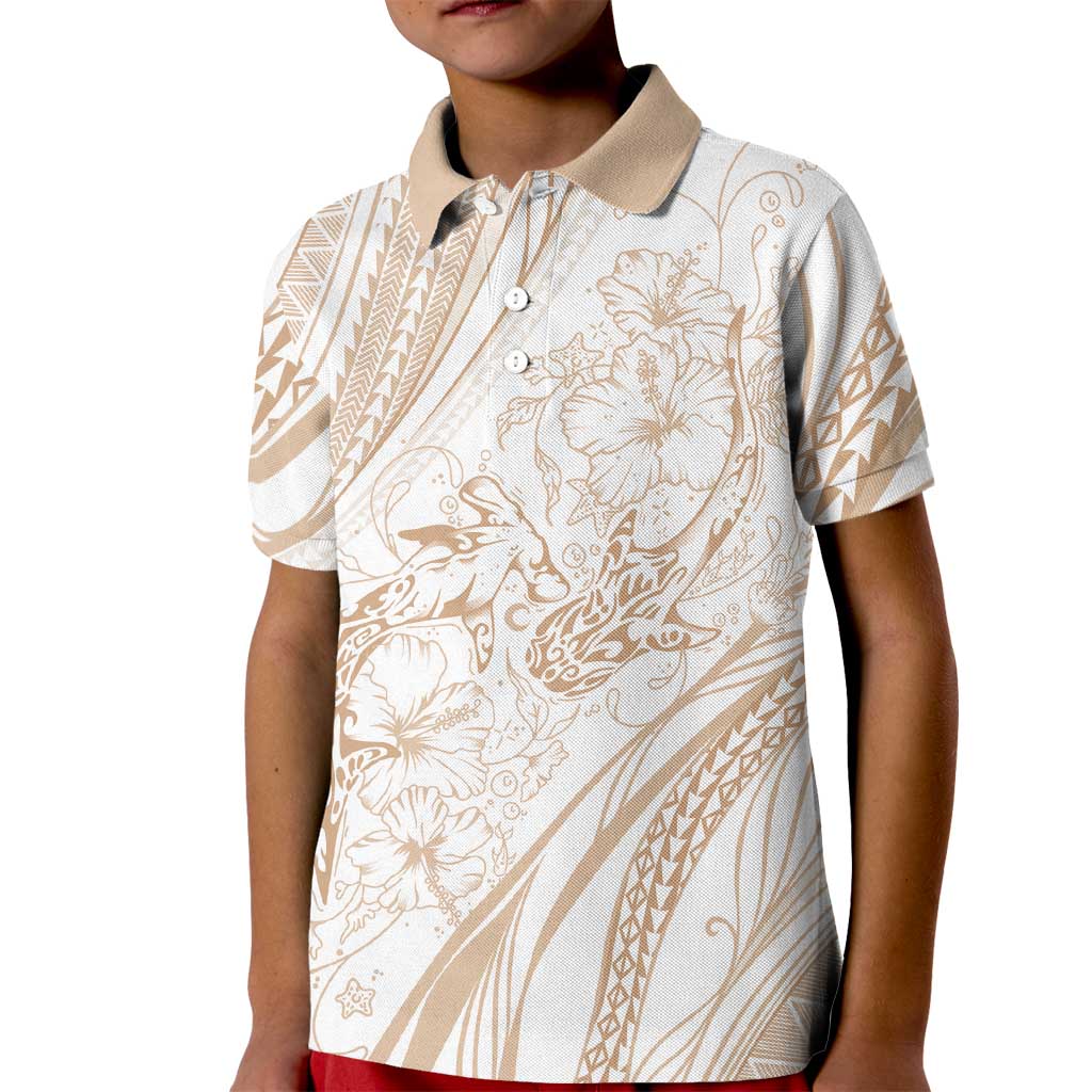 Sharks Couple Dreamy Polynesians Floral Sea Kid Polo Shirt Hazel - Polynesian Pride
