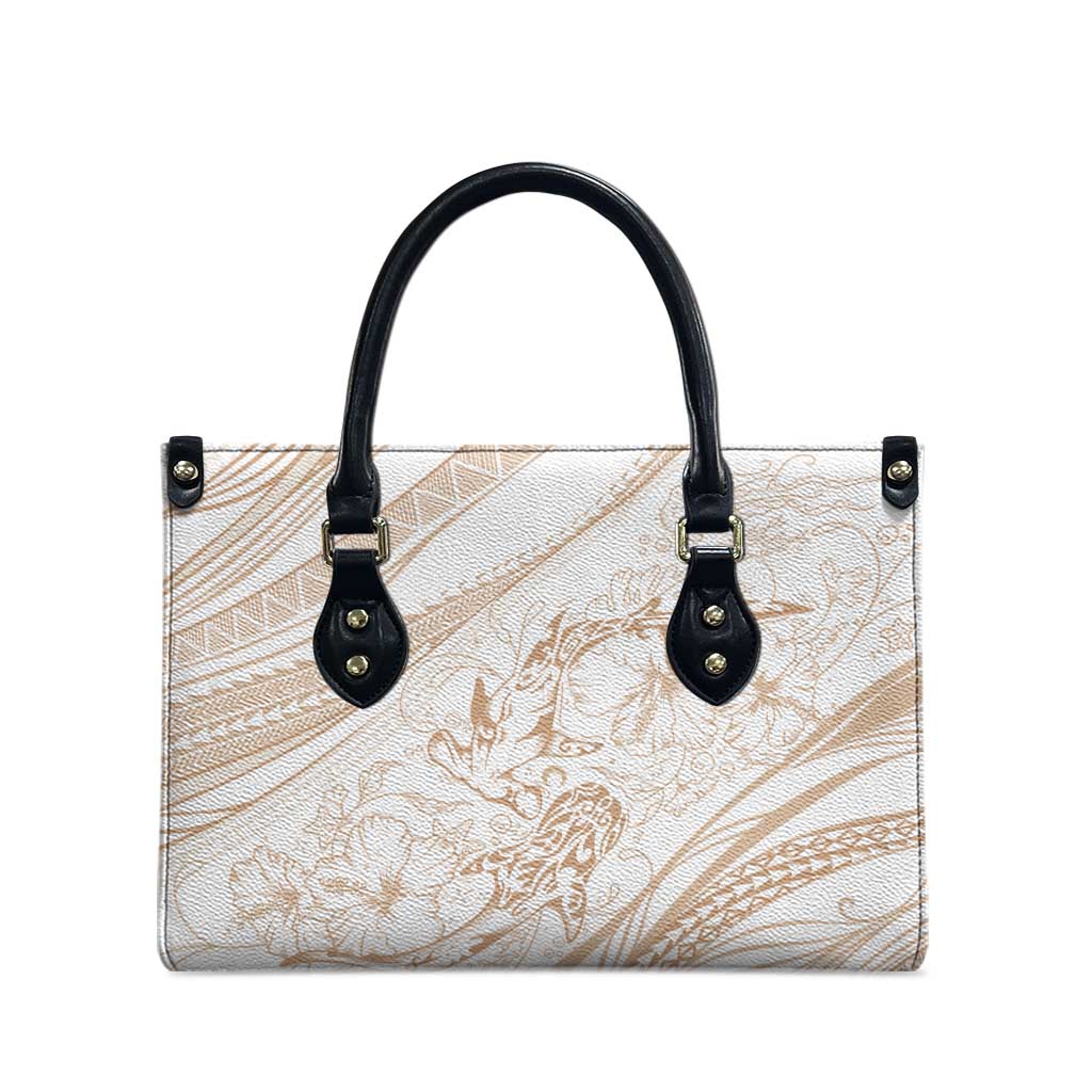 Sharks Couple Dreamy Polynesians Floral Sea Leather Bag Hazel - Polynesian Pride