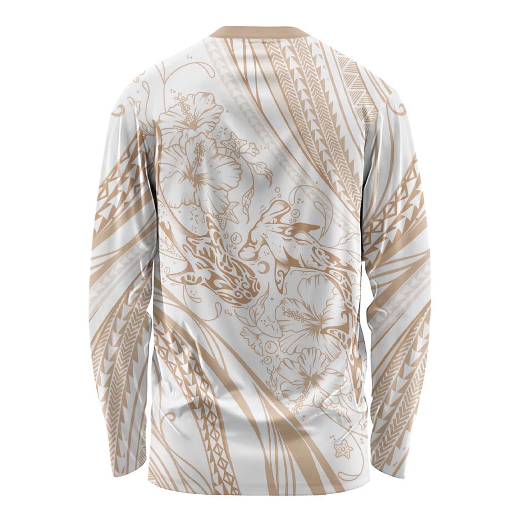Sharks Couple Dreamy Polynesians Floral Sea Long Sleeve Shirt Hazel LT7 - Polynesian Pride