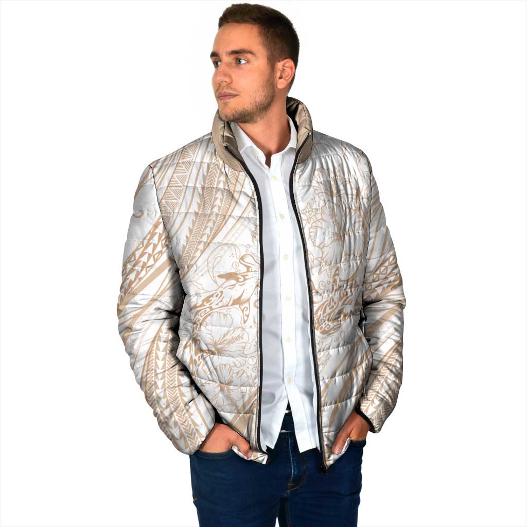 Sharks Couple Dreamy Polynesians Floral Sea Padded Jacket Hazel - Polynesian Pride