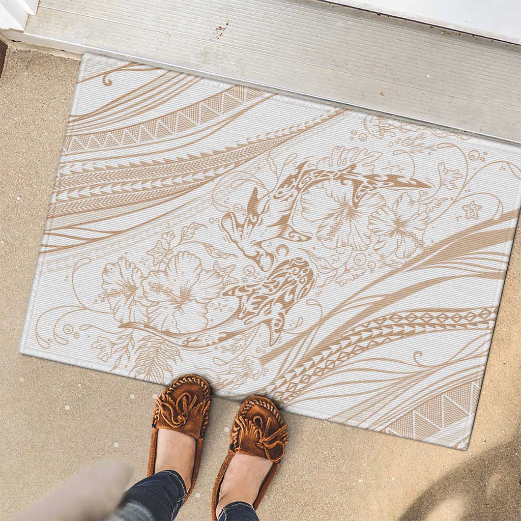 Sharks Couple Dreamy Polynesians Floral Sea Rubber Doormat Hazel - Polynesian Pride