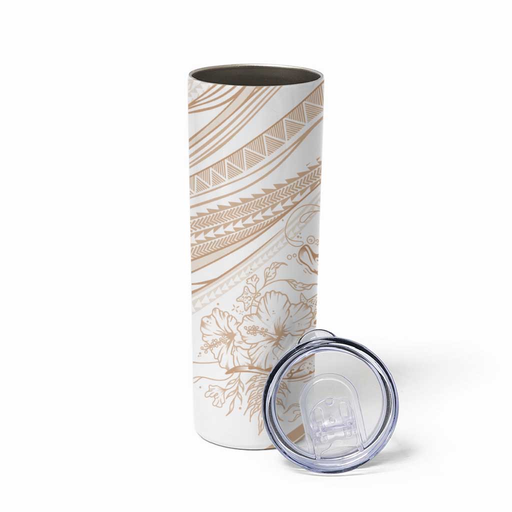 Sharks Couple Dreamy Polynesians Floral Sea Skinny Tumbler Hazel LT7 - Polynesian Pride