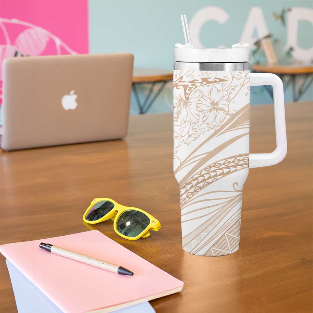 Sharks Couple Dreamy Polynesians Floral Sea Tumbler With Handle Hazel - Polynesian Pride