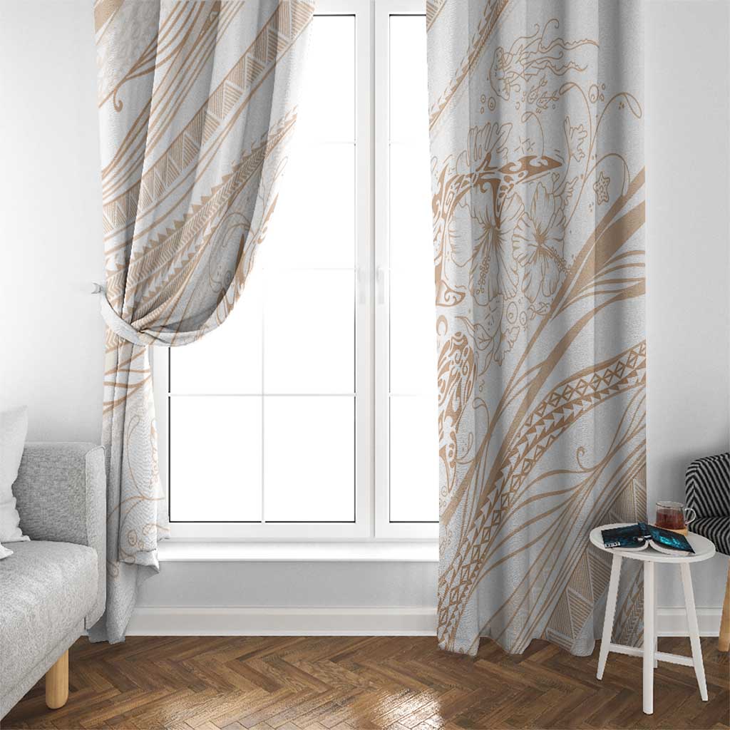 Sharks Couple Dreamy Polynesians Floral Sea Window Curtain Hazel - Polynesian Pride