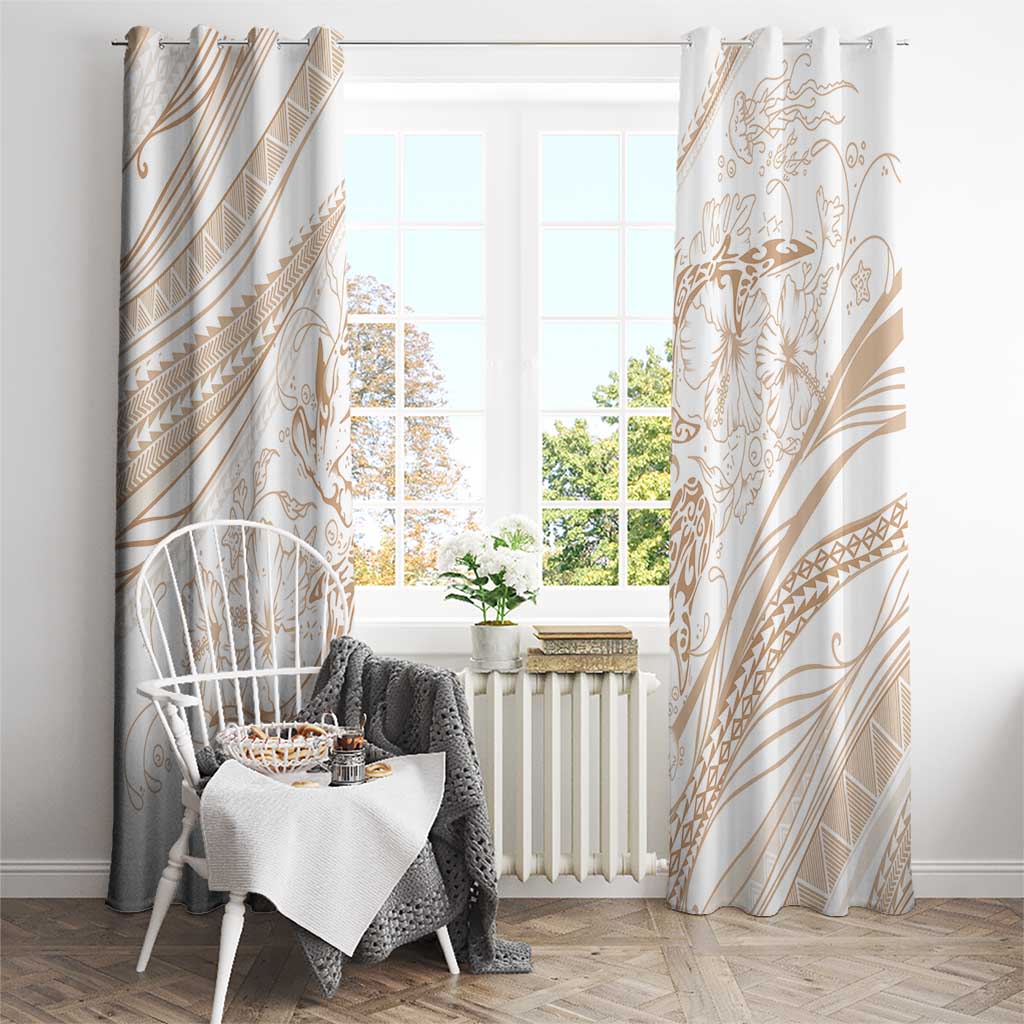 Sharks Couple Dreamy Polynesians Floral Sea Window Curtain Hazel - Polynesian Pride