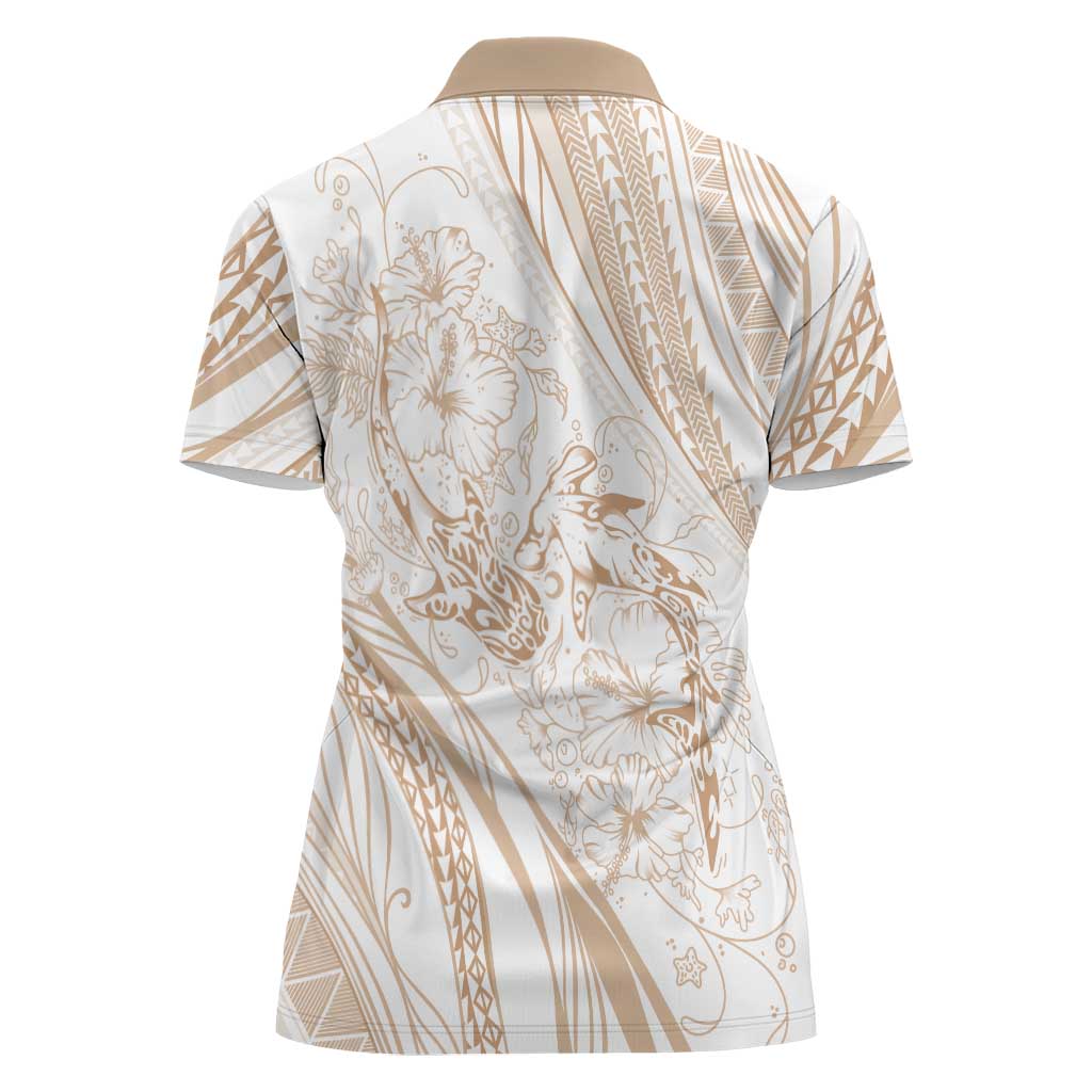 Sharks Couple Dreamy Polynesians Floral Sea Women Polo Shirt Hazel LT7 - Polynesian Pride