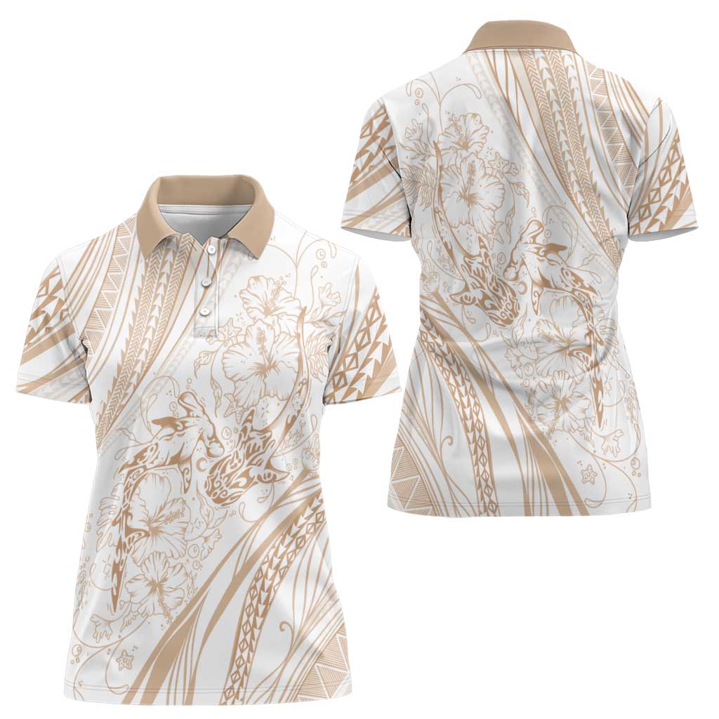 Sharks Couple Dreamy Polynesians Floral Sea Women Polo Shirt Hazel LT7 - Polynesian Pride