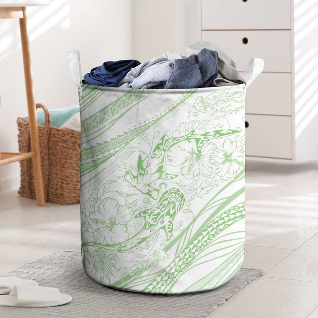 Sharks Couple Dreamy Polynesians Floral Sea Laundry Basket Emerald - Polynesian Pride