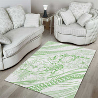 Sharks Couple Dreamy Polynesians Floral Sea Area Rug Emerald - Polynesian Pride