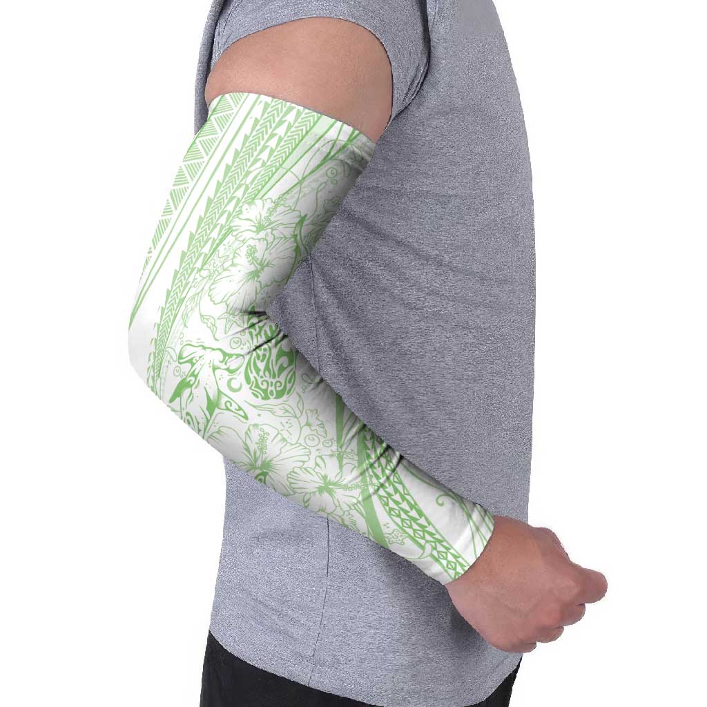 Sharks Couple Dreamy Polynesians Floral Sea Arm Sleeves Emerald - Polynesian Pride