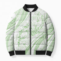 Sharks Couple Dreamy Polynesians Floral Sea Bomber Puffer Jacket Emerald - Polynesian Pride