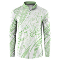 Sharks Couple Dreamy Polynesians Floral Sea Button Sweatshirt Emerald - Polynesian Pride