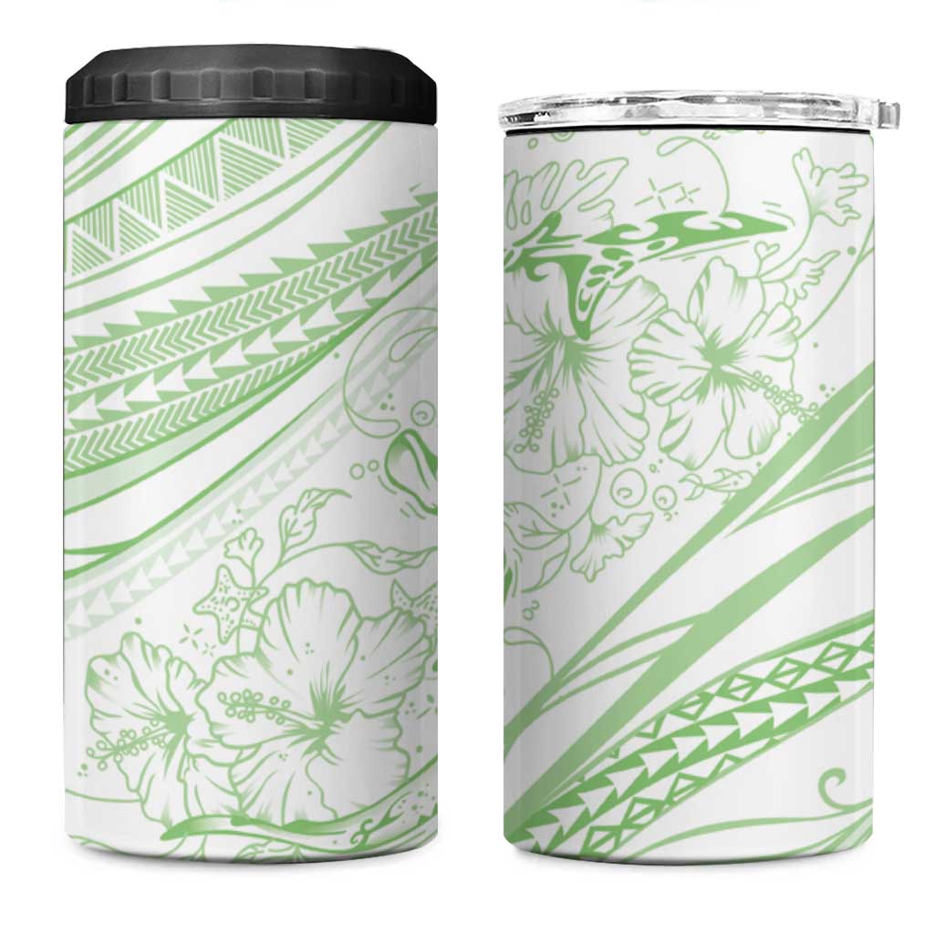 Sharks Couple Dreamy Polynesians Floral Sea 4 in 1 Can Cooler Tumbler Emerald LT7 One Size: 16 oz Emerald - Polynesian Pride