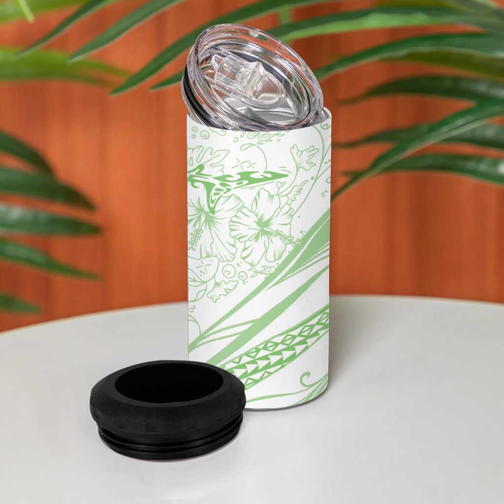 Sharks Couple Dreamy Polynesians Floral Sea 4 in 1 Can Cooler Tumbler Emerald LT7 - Polynesian Pride
