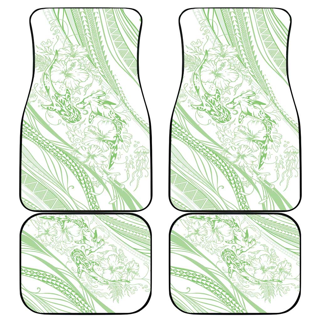Sharks Couple Dreamy Polynesians Floral Sea Car Mats Emerald - Polynesian Pride