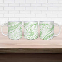Sharks Couple Dreamy Polynesians Floral Sea Ceramic Mug Emerald - Polynesian Pride