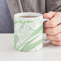 Sharks Couple Dreamy Polynesians Floral Sea Ceramic Mug Emerald - Polynesian Pride