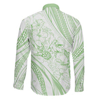 Sharks Couple Dreamy Polynesians Floral Sea Family Matching Long Sleeve Bodycon Dress and Hawaiian Shirt Emerald LT7 - Polynesian Pride