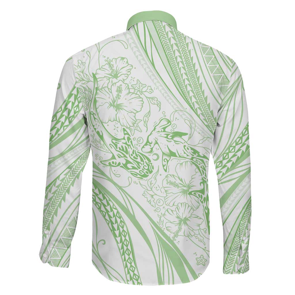 Sharks Couple Dreamy Polynesians Floral Sea Family Matching Mermaid Dress and Hawaiian Shirt Emerald LT7 - Polynesian Pride