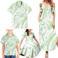 Sharks Couple Dreamy Polynesians Floral Sea Family Matching Summer Maxi Dress and Hawaiian Shirt Emerald LT7 - Polynesian Pride