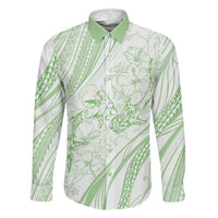 Sharks Couple Dreamy Polynesians Floral Sea Family Matching Summer Maxi Dress and Hawaiian Shirt Emerald LT7 Dad's Shirt - Long Sleeve Emerald - Polynesian Pride
