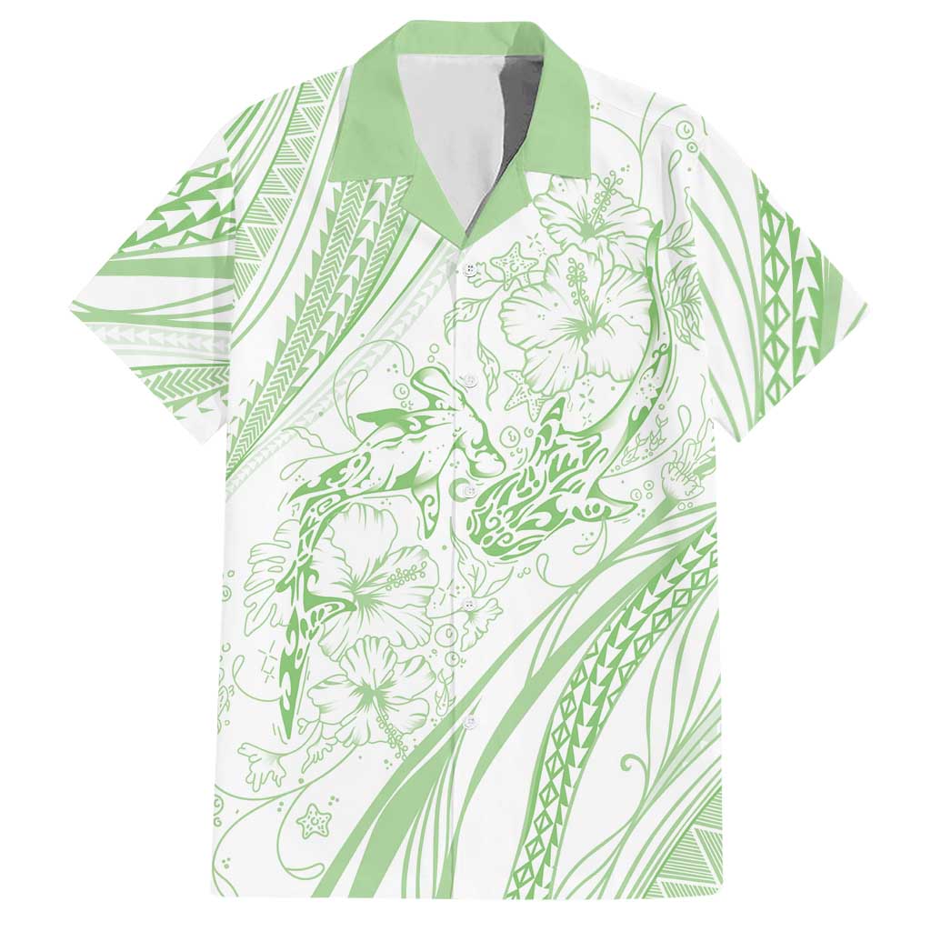 Sharks Couple Dreamy Polynesians Floral Sea Hawaiian Shirt Emerald - Polynesian Pride