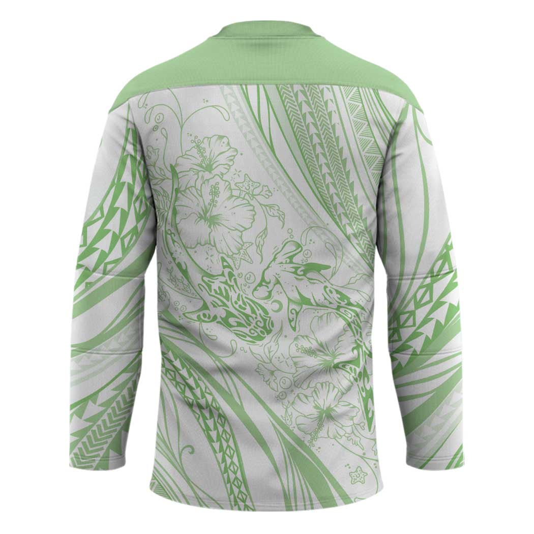 Sharks Couple Dreamy Polynesians Floral Sea Hockey Jersey Emerald LT7 - Polynesian Pride