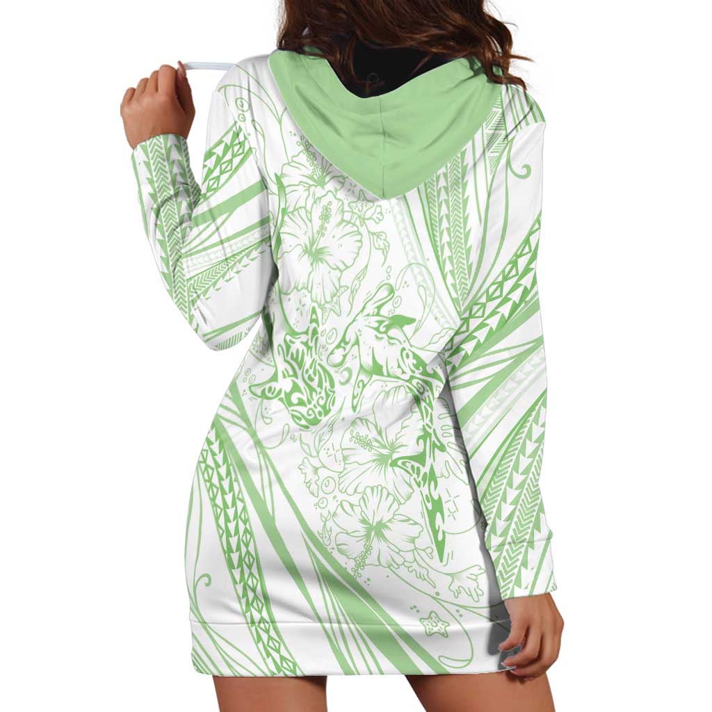 Sharks Couple Dreamy Polynesians Floral Sea Hoodie Dress Emerald LT7 - Polynesian Pride